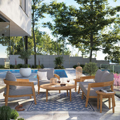 Brisbane Natural/Gray 6-Piece Teak Wood Outdoor Patio Set - Ornate Home