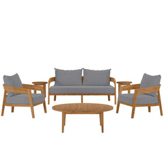 Brisbane Natural/Gray 6-Piece Teak Wood Outdoor Patio Set - Ornate Home