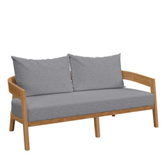 Brisbane Natural/Gray 6-Piece Teak Wood Outdoor Patio Set - Ornate Home