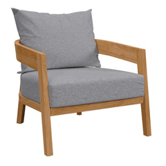 Brisbane Natural/Gray Teak Wood Outdoor Patio Armchair - Ornate Home