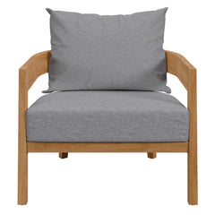 Brisbane Natural/Gray Teak Wood Outdoor Patio Armchair - Ornate Home