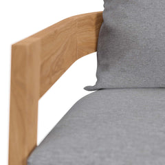 Brisbane Natural/Gray Teak Wood Outdoor Patio Armchair - Ornate Home