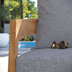Brisbane Natural/Gray Teak Wood Outdoor Patio Armchair - Ornate Home