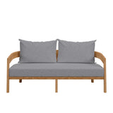 Brisbane Natural/Gray Teak Wood Outdoor Patio Loveseat - Ornate Home