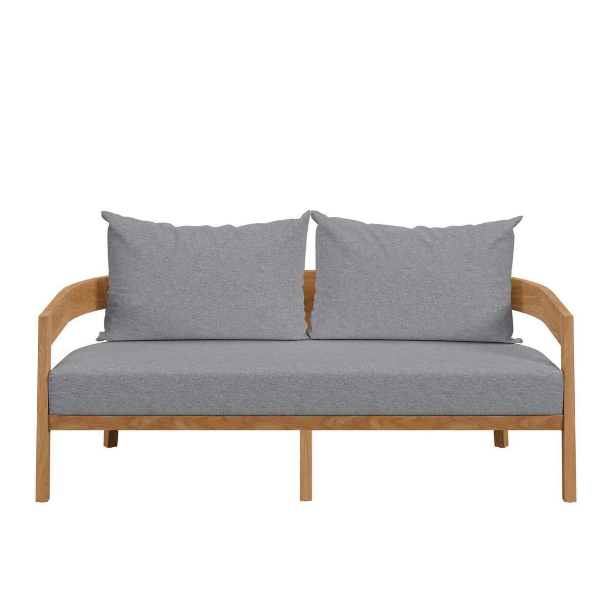 Brisbane Natural/Gray Teak Wood Outdoor Patio Loveseat - Ornate Home