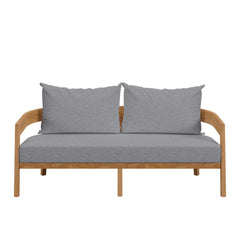 Brisbane Natural/Gray Teak Wood Outdoor Patio Loveseat - Ornate Home