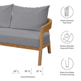 Brisbane Natural/Gray Teak Wood Outdoor Patio Loveseat - Ornate Home