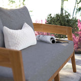 Brisbane Natural/Gray Teak Wood Outdoor Patio Loveseat - Ornate Home