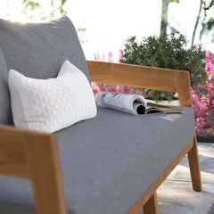 Brisbane Natural/Gray Teak Wood Outdoor Patio Loveseat - Ornate Home