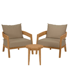 Brisbane Natural Light Brown 3-Piece Teak Wood Outdoor Patio Set - 53x70" - Ornate Home