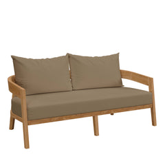 Brisbane Natural Light Brown 3-Piece Teak Wood Outdoor Patio Set - 70x100.5" - Ornate Home