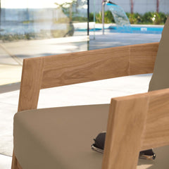 Brisbane Natural Light Brown Teak Wood Outdoor Patio Armchair - Ornate Home