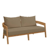 Brisbane Natural Light Brown Teak Wood Outdoor Patio Loveseat - Ornate Home