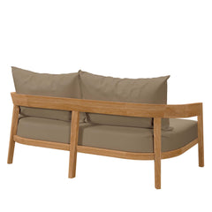 Brisbane Natural Light Brown Teak Wood Outdoor Patio Loveseat - Ornate Home