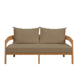 Brisbane Natural Light Brown Teak Wood Outdoor Patio Loveseat - Ornate Home