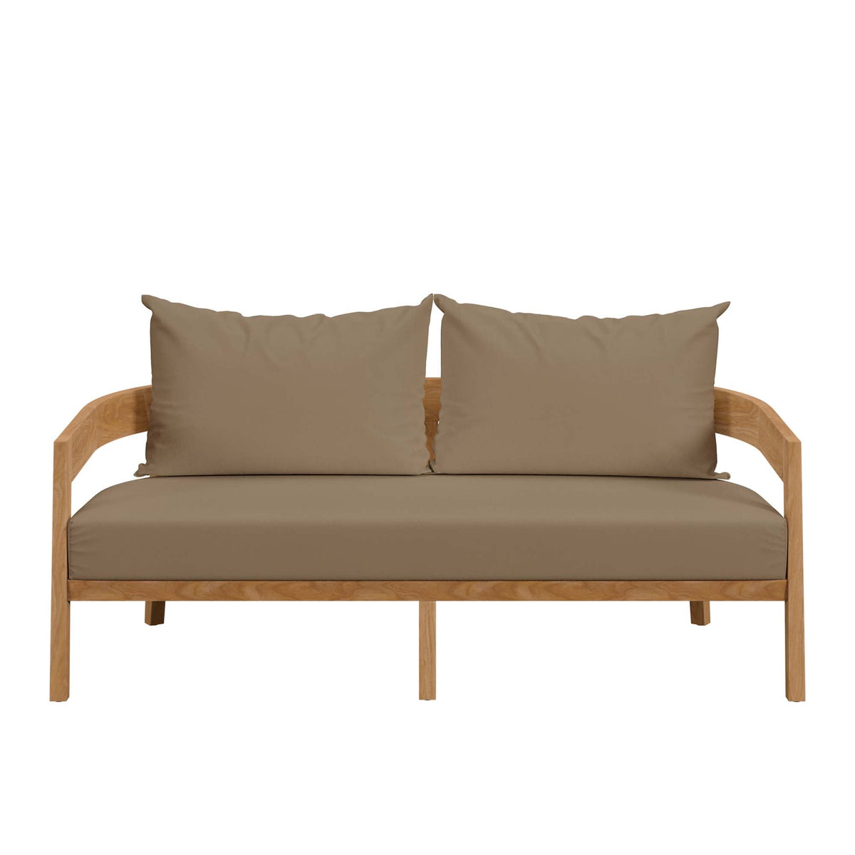 Brisbane Natural Light Brown Teak Wood Outdoor Patio Loveseat - Ornate Home