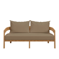 Brisbane Natural Light Brown Teak Wood Outdoor Patio Loveseat - Ornate Home