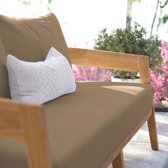 Brisbane Natural Light Brown Teak Wood Outdoor Patio Loveseat - Ornate Home