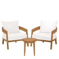 Brisbane Natural/White 3-Piece Teak Wood Outdoor Patio Set - 53x70" - Ornate Home