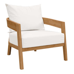 Brisbane Natural/White 3-Piece Teak Wood Outdoor Patio Set - 53x70" - Ornate Home