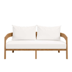 Brisbane Natural/White 3-Piece Teak Wood Outdoor Patio Set - 70x100.5" - Ornate Home
