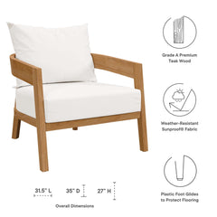 Brisbane Natural/White 6-Piece Teak Wood Outdoor Patio Set - Ornate Home