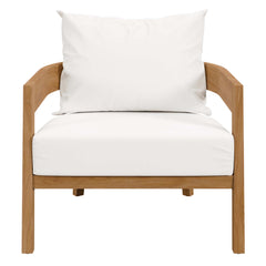 Brisbane Natural/White Teak Wood Outdoor Patio Armchair - Ornate Home