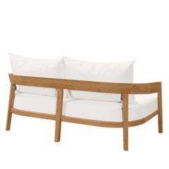 Brisbane Natural/White Teak Wood Outdoor Patio Loveseat - Ornate Home