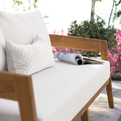 Brisbane Natural/White Teak Wood Outdoor Patio Loveseat - Ornate Home