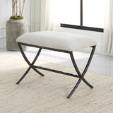 Brisby Gray Fabric Small Bench - Ornate Home