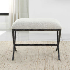 Brisby Gray Fabric Small Bench - Ornate Home