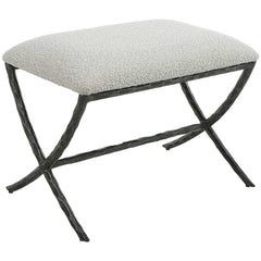 Brisby Gray Fabric Small Bench - Ornate Home