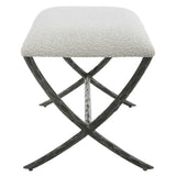 Brisby Gray Fabric Small Bench - Ornate Home