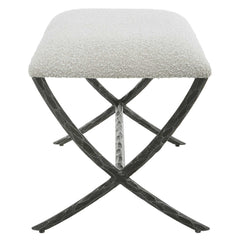 Brisby Gray Fabric Small Bench - Ornate Home