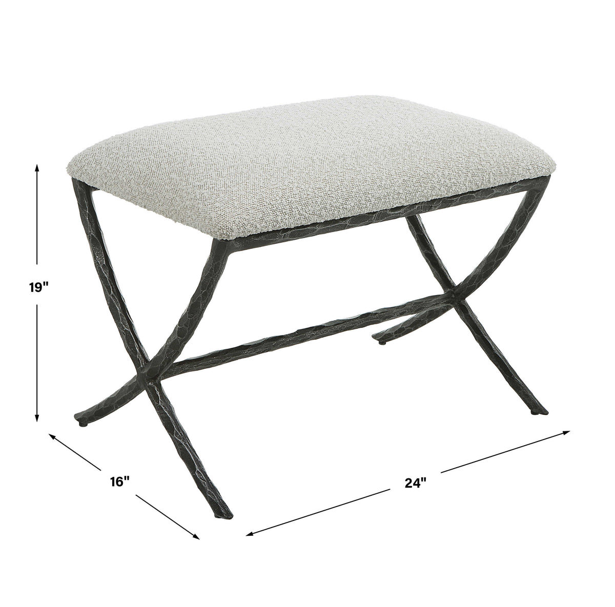 Brisby Gray Fabric Small Bench - Ornate Home