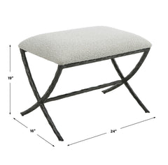 Brisby Gray Fabric Small Bench - Ornate Home