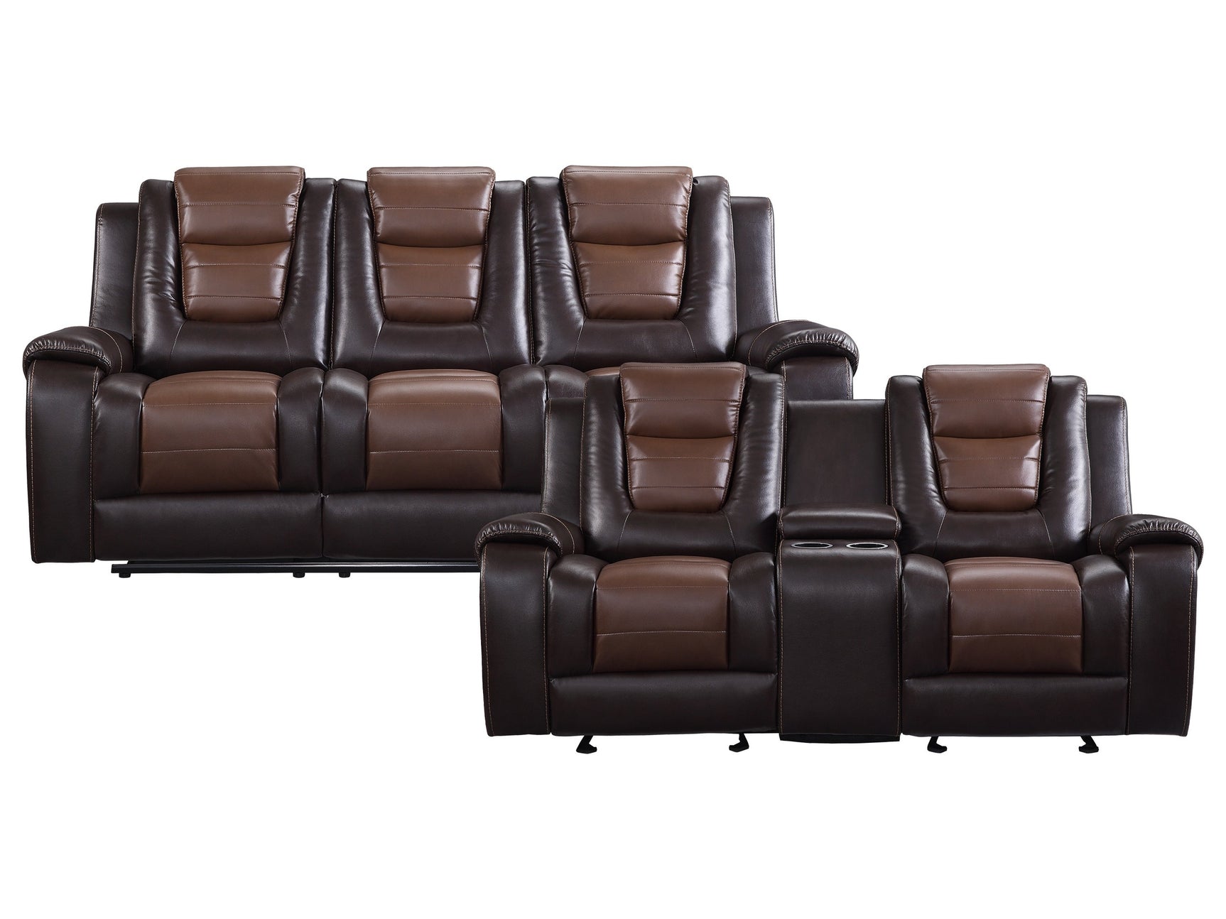 Briscoe Light Brown / Dark Brown Sofa & Loveseat - Ornate Home