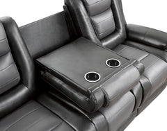 Briscoe Two-Tone Manual Double Reclining Sofa with Center Drop-Down Cup Holders - Ornate Home