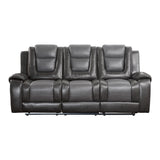 Briscoe Two-Tone Manual Double Reclining Sofa with Center Drop-Down Cup Holders - Ornate Home