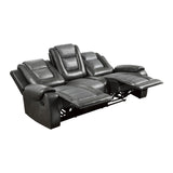Briscoe Two-Tone Manual Double Reclining Sofa with Center Drop-Down Cup Holders - Ornate Home