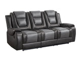 Briscoe Two-Tone Manual Double Reclining Sofa with Center Drop-Down Cup Holders - Ornate Home