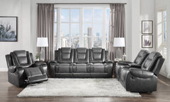 Briscoe Two-Tone Manual Double Reclining Sofa with Center Drop-Down Cup Holders - Ornate Home