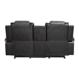 Briscoe Two-Tone Manual Reclining Double Glider Loveseat with Center Console - Ornate Home