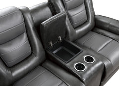 Briscoe Two-Tone Manual Reclining Double Glider Loveseat with Center Console - Ornate Home
