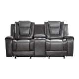 Briscoe Two-Tone Manual Reclining Double Glider Loveseat with Center Console - Ornate Home