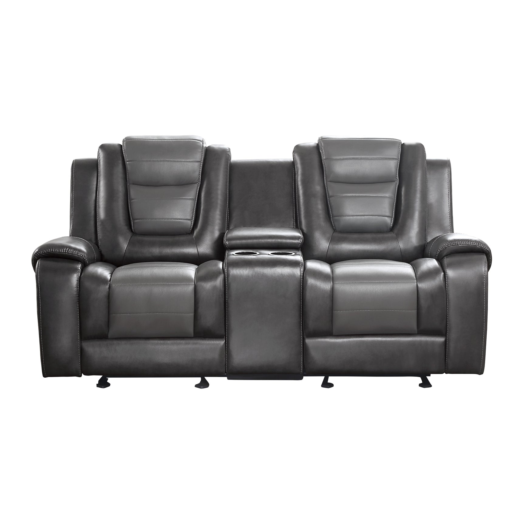 Briscoe Two-Tone Manual Reclining Double Glider Loveseat with Center Console - Ornate Home