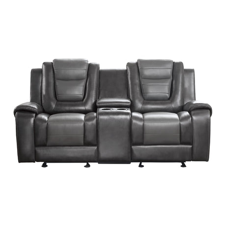 Briscoe Two-Tone Manual Reclining Double Glider Loveseat with Center Console - Ornate Home