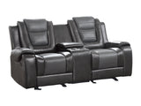 Briscoe Two-Tone Manual Reclining Double Glider Loveseat with Center Console - Ornate Home