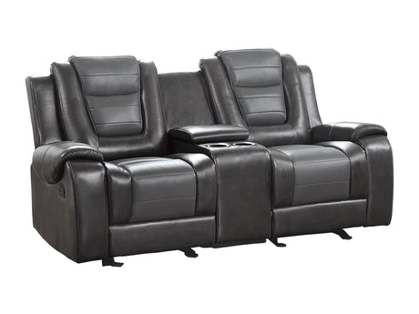 Briscoe Two-Tone Manual Reclining Double Glider Loveseat with Center Console - Ornate Home