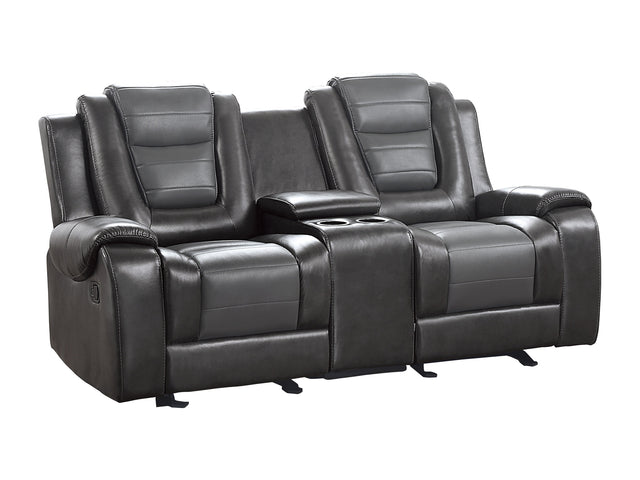 Briscoe Two-Tone Manual Reclining Double Glider Loveseat with Center Console - Ornate Home